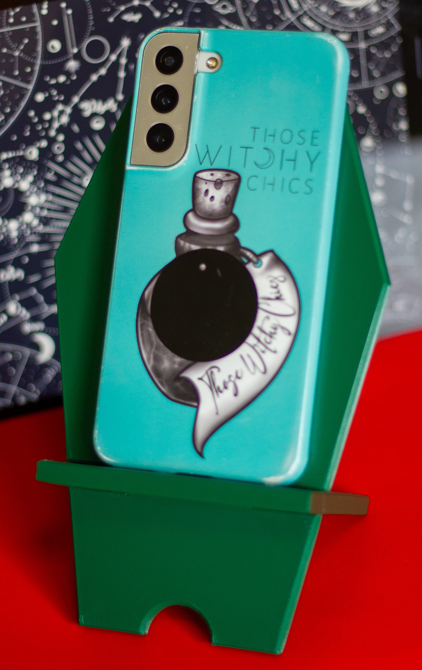 Coffin phone holder